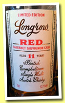 Longrow 11 yo 'Red' (52.1%, OB, cabernet sauvignon cask, 2012)
